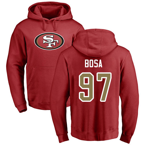 Men San Francisco 49ers Red Nick Bosa Name and Number Logo #97 Pullover NFL Hoodie Sweatshirts->san francisco 49ers->NFL Jersey